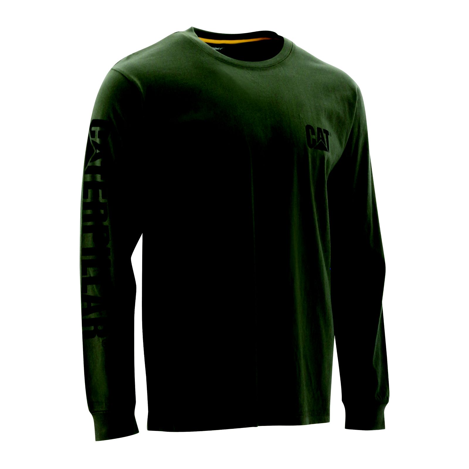 Caterpillar Trademark Banner Long Sleeve Philippines - Mens T-Shirts - Green 40623WXRH